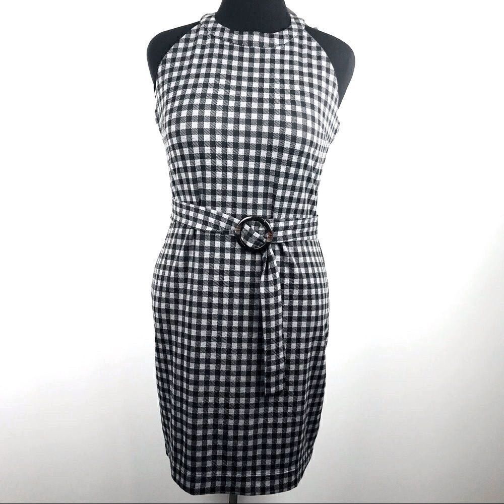 ee:somme Hawthorne Collection Gray and black plaid sleeveless dress - NEW